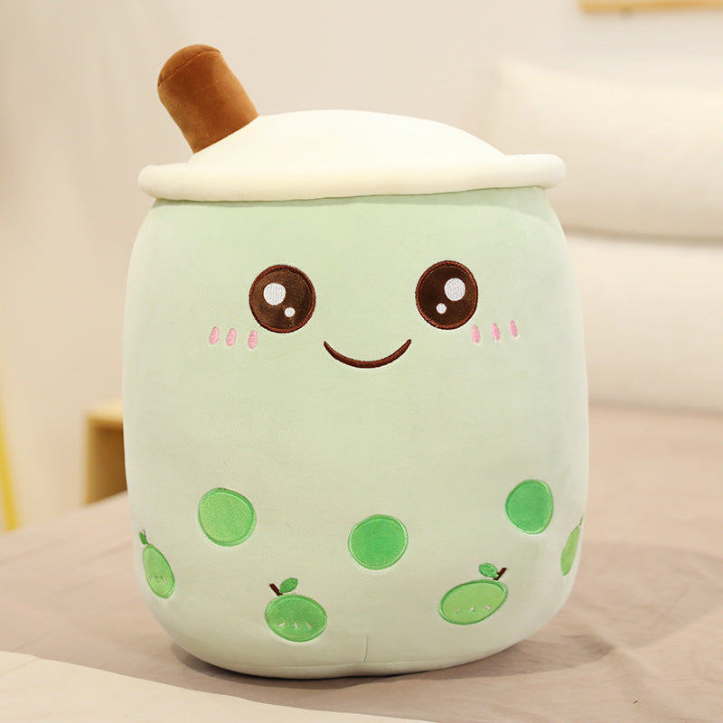 Strawberry Milk Tea Boba Plush Pillow β Cute Fruit Drink Cushion Toy