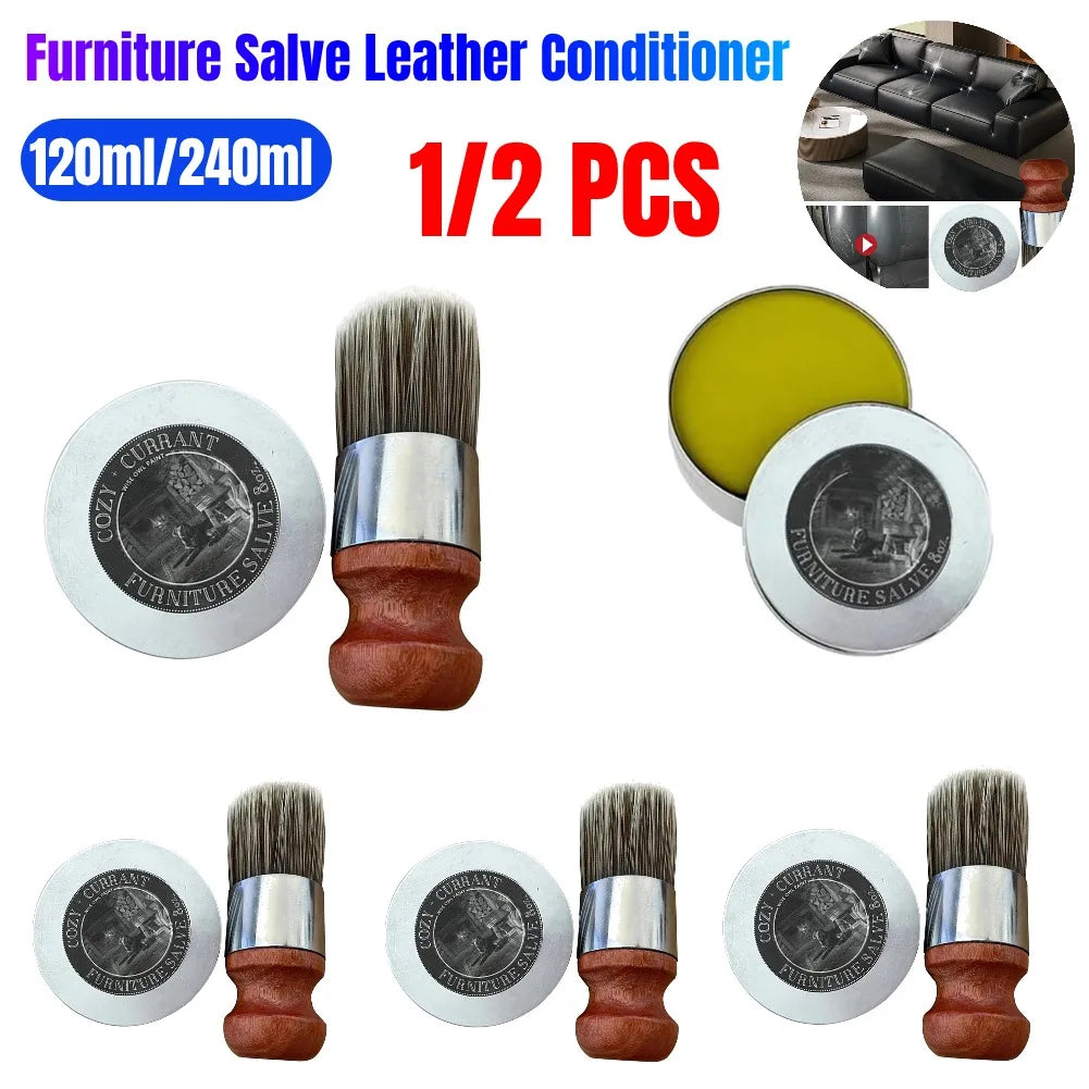 All-Natural Leather Conditioner Cream – 120ml, 240ml & 480ml Options with Brush – Car & Furniture Leather Care