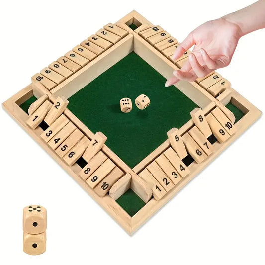 2-in-1 Wooden Dice Game Board – Family Party Fun with Colorful Number Challenge