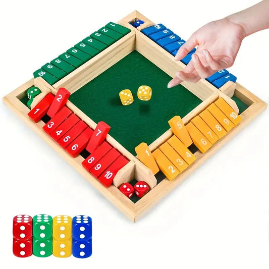 2-in-1 Wooden Dice Game Board – Family Party Fun with Colorful Number Challenge