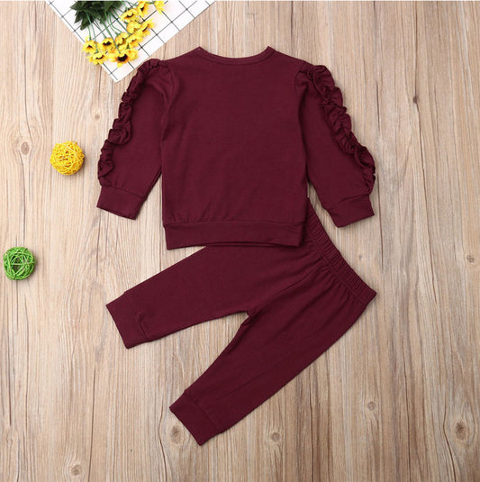 Newborn Baby Ruffles Jumper & Pants Set – Soft Long Sleeve 2-Piece Fall Outfit