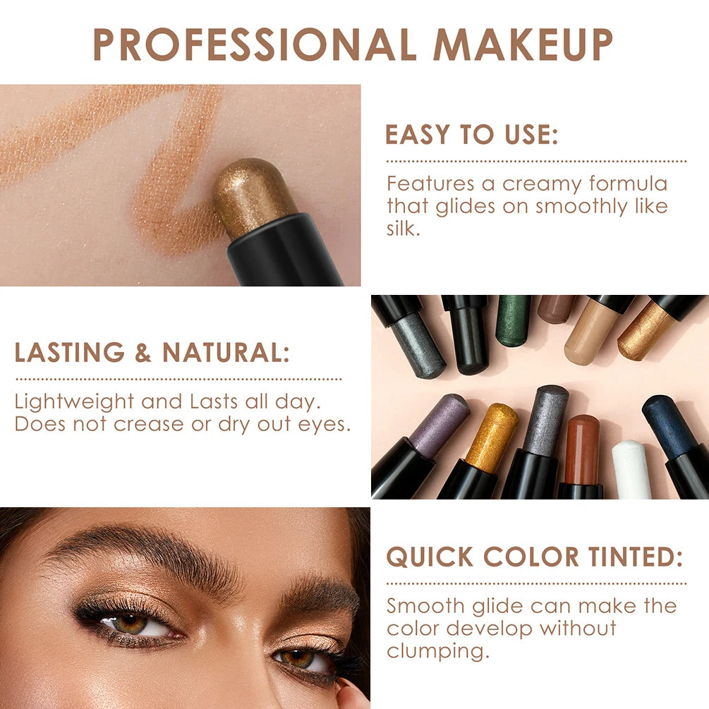 Pearlescent Silkworm  Pen Waterproof  Pencil Glitter Matte Nude Gold Eye Shadow Pen Pigment Cosmetics