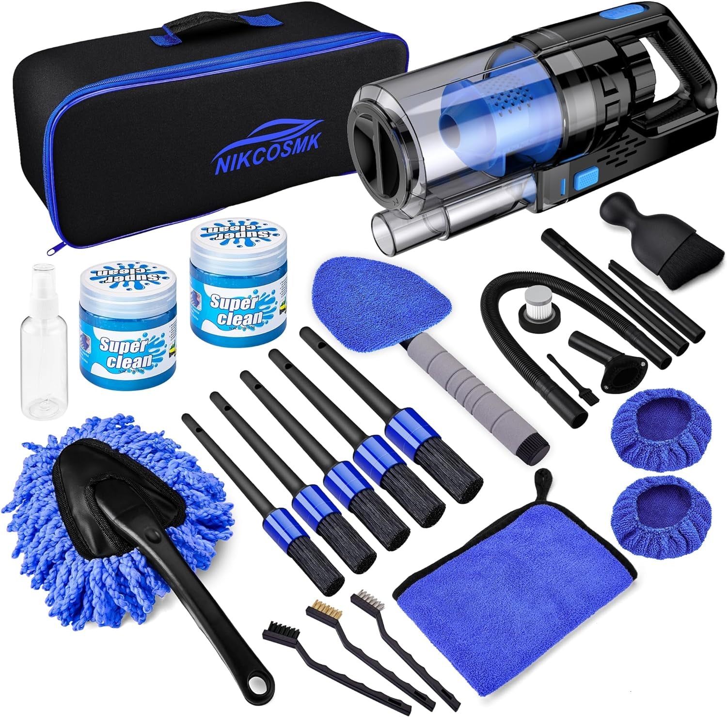 17-in-1 Premium Car Detailing Kit with Handheld Vacuum & Interior Cleaning Tools – Fast US Shipping