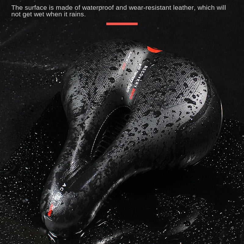 Hollow Breathable Bike Saddle – Shock‑Absorbing MTB & Road Bicycle Seat with Memory Foam & Reflective Strip