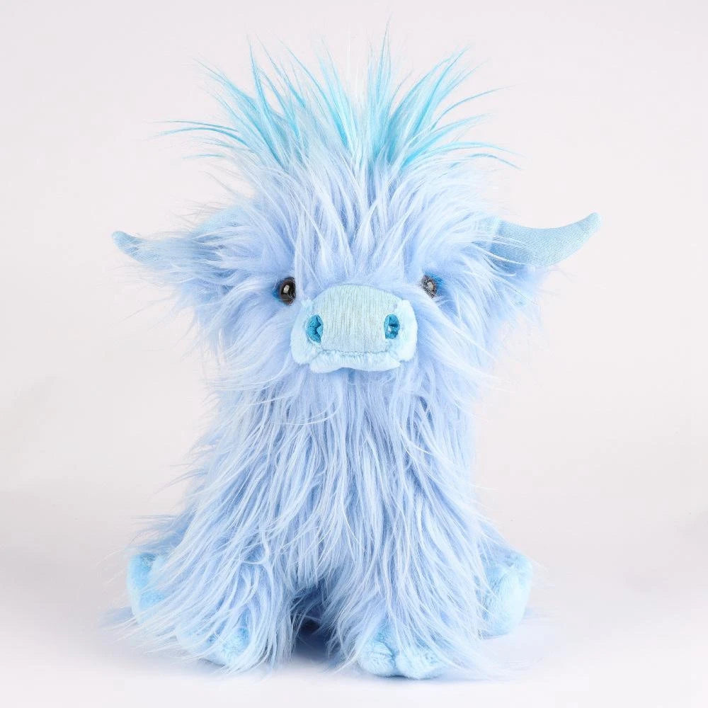 25cm Blue Scottish Highland Cow Plush Toy – Soft, Realistic Stuffed Animal for Kids & Collectors