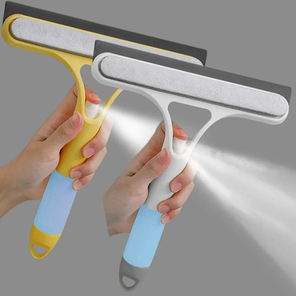 3‑in‑1 Spray, Scrub & Squeegee Tool – Home & Car Window Cleaner with Microfiber Pad