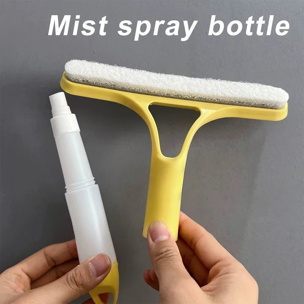 3‑in‑1 Spray, Scrub & Squeegee Tool – Home & Car Window Cleaner with Microfiber Pad