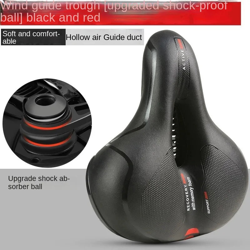 Hollow Breathable Bike Saddle – Shock‑Absorbing MTB & Road Bicycle Seat with Memory Foam & Reflective Strip