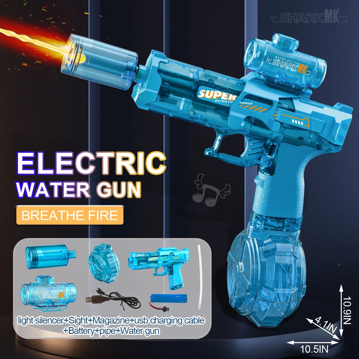 Electric Flame-Effect Water Gun β High-Pressure Rechargeable Outdoor Water Blaster with LED Light