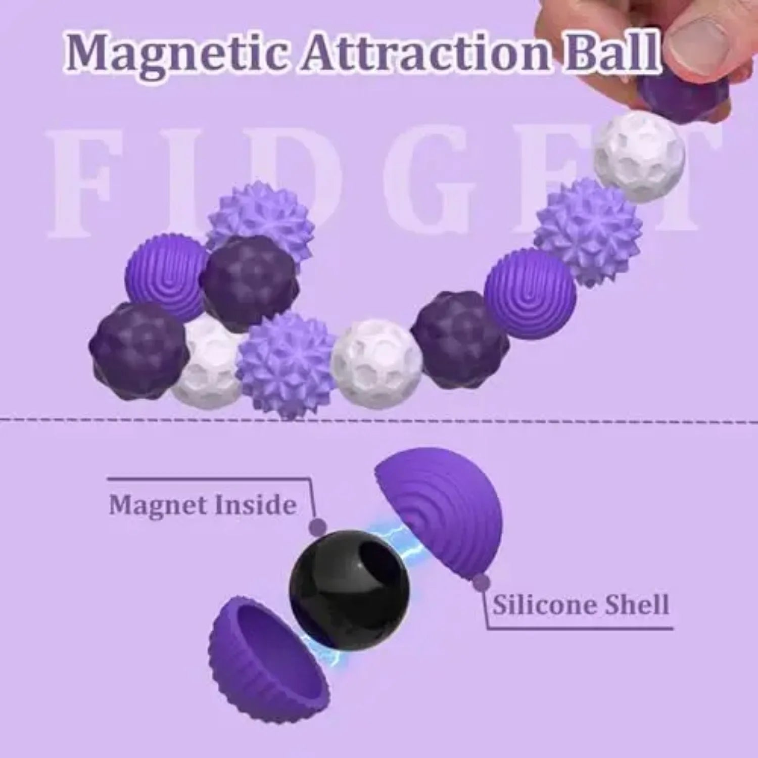 Silicone Magnetic Fidget Balls – 4/8PCS Calming Sensory Toy for Anxiety, ADHD, Autism Stress Relief