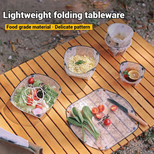 Outdoor Folding Camping Tableware Set – Lightweight Collapsible Bowl, Plate, Cup & Coffee Filter