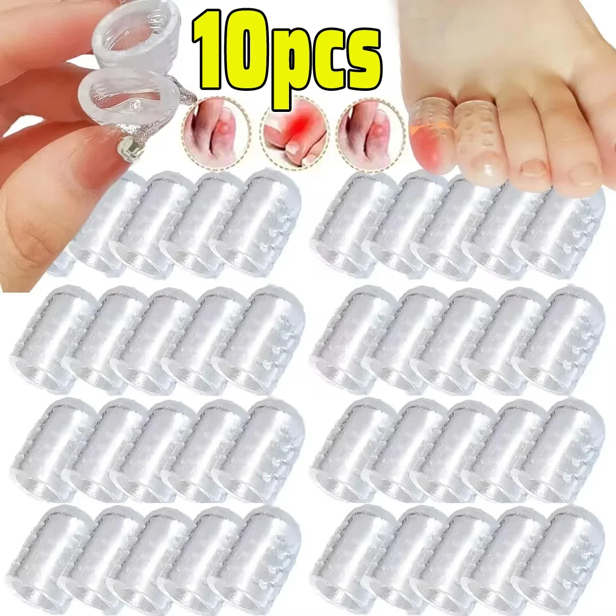 Transparent Soft Silicone Toe Caps – Anti-Friction Blister Protector for Foot Pain Relief and Foot Care