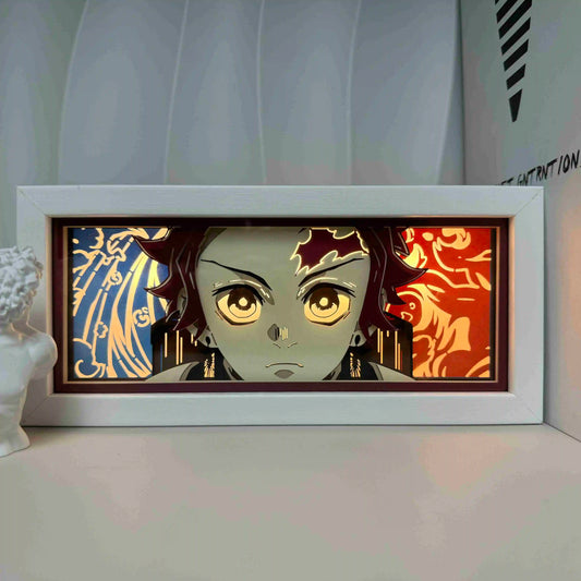 Demon Slayer 3D Paper-Cut Light Box – Remote Control LED Anime Night Lamp for Bedroom & Gift