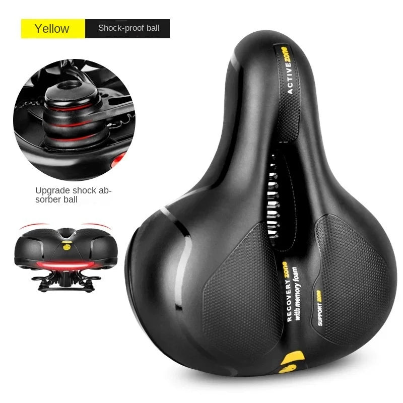 Hollow Breathable Bike Saddle – Shock‑Absorbing MTB & Road Bicycle Seat with Memory Foam & Reflective Strip