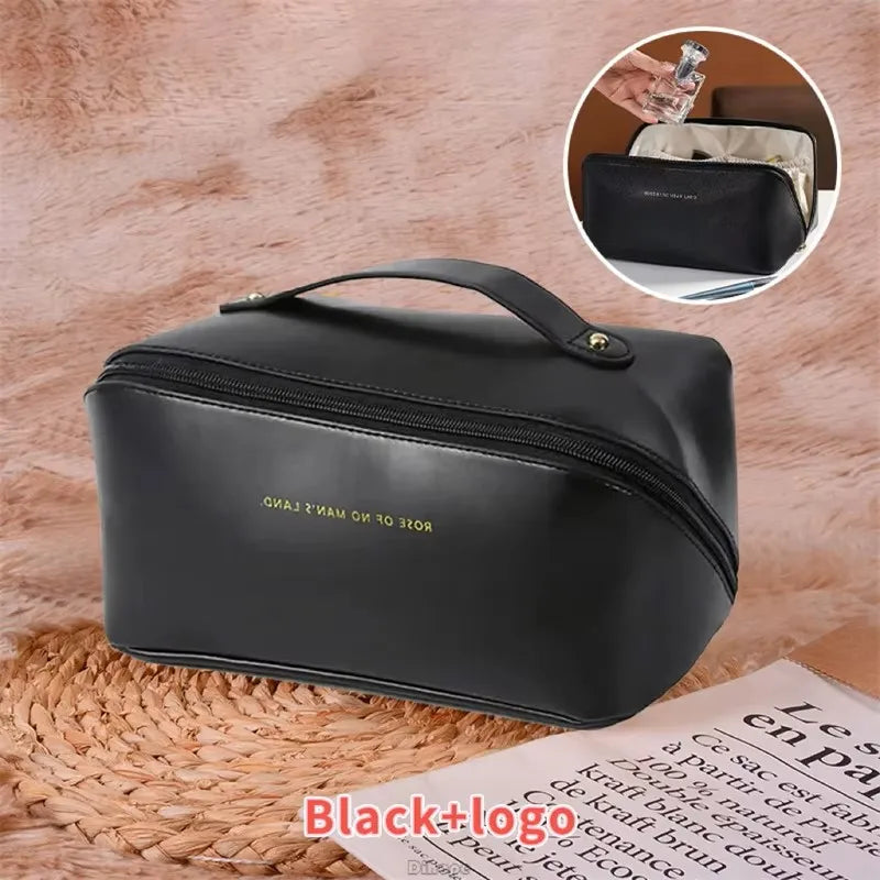 Fashionable Large Capacity PU Leather Travel Makeup Bag – Waterproof Multifunction Cosmetic Pouch for Women