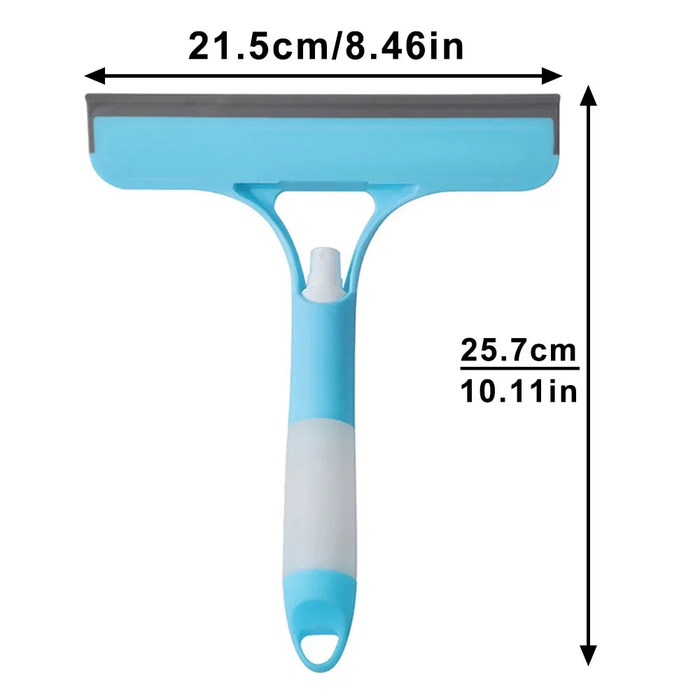 3‑in‑1 Spray, Scrub & Squeegee Tool – Home & Car Window Cleaner with Microfiber Pad