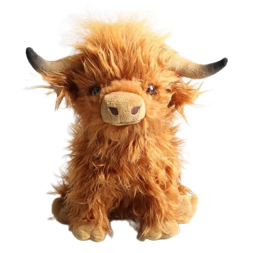 25cm Blue Scottish Highland Cow Plush Toy – Soft, Realistic Stuffed Animal for Kids & Collectors