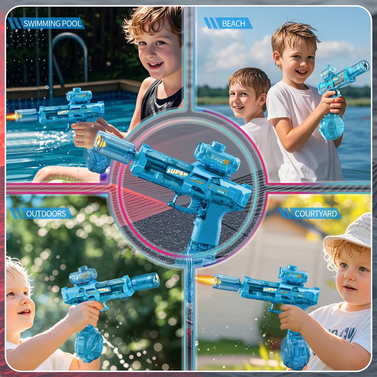 Electric Flame-Effect Water Gun β High-Pressure Rechargeable Outdoor Water Blaster with LED Light