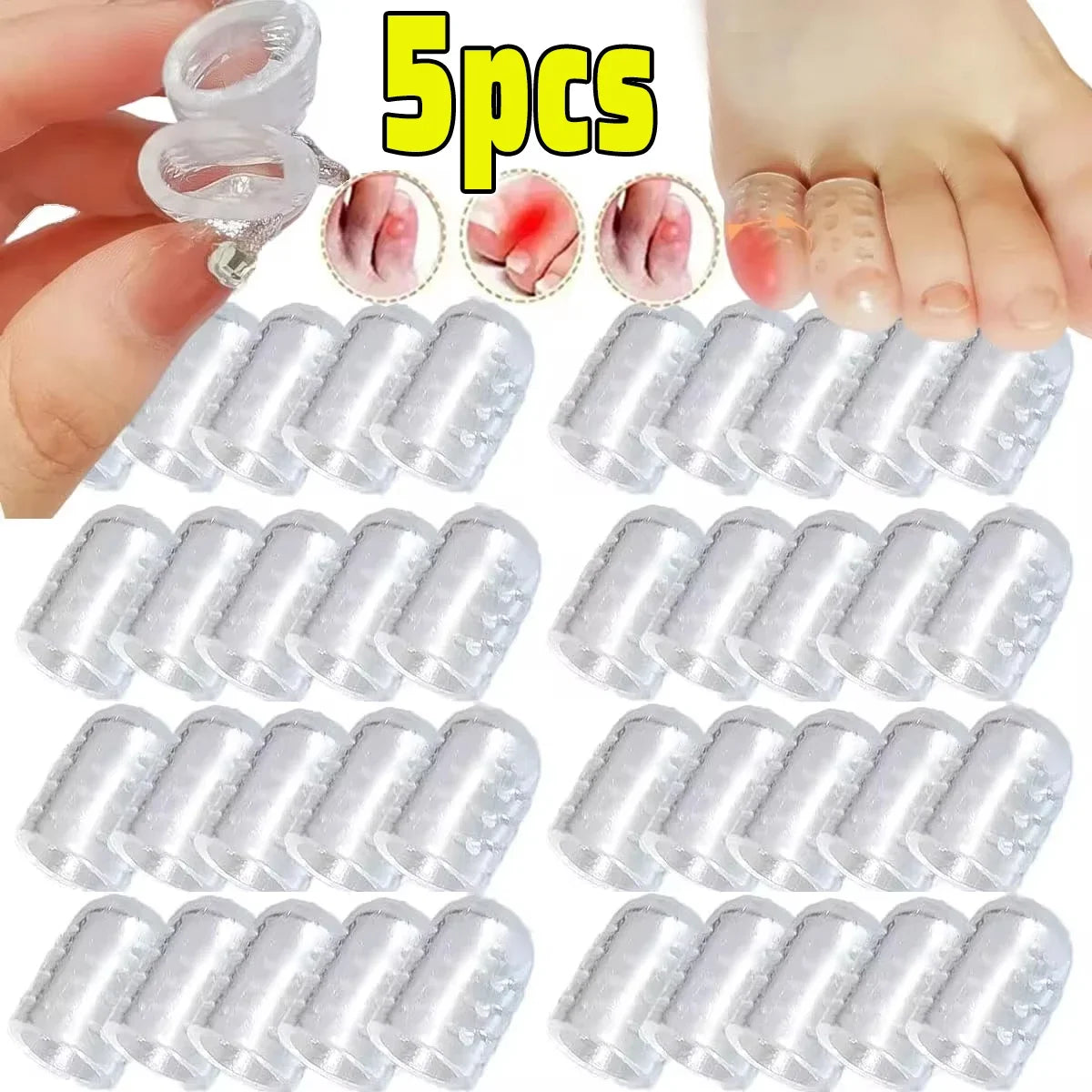Transparent Soft Silicone Toe Caps – Anti-Friction Blister Protector for Foot Pain Relief and Foot Care