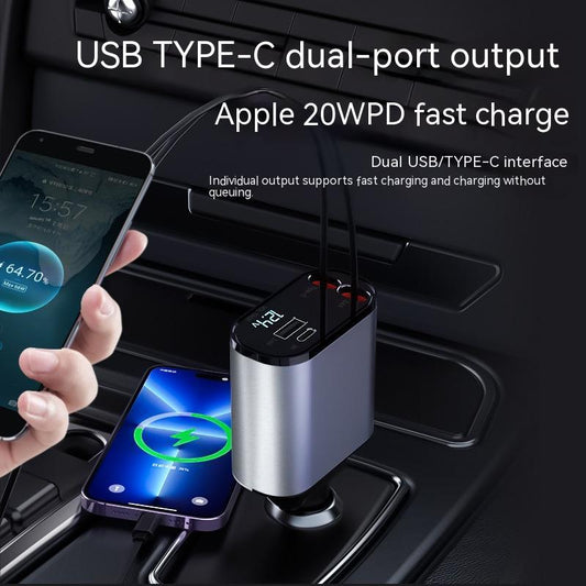 100 W USB‑C + USB‑A Metal Car Charger – Super Fast PD Charging Adapter