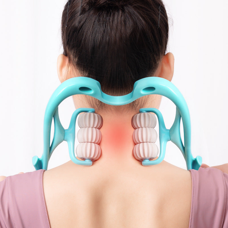 Six-Wheel Manual Neck & Shoulder Massager Roller – Deep Tissue Muscle Relief Tool