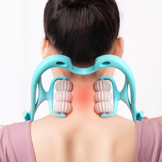 Six-Wheel Manual Neck & Shoulder Massager Roller – Deep Tissue Muscle Relief Tool