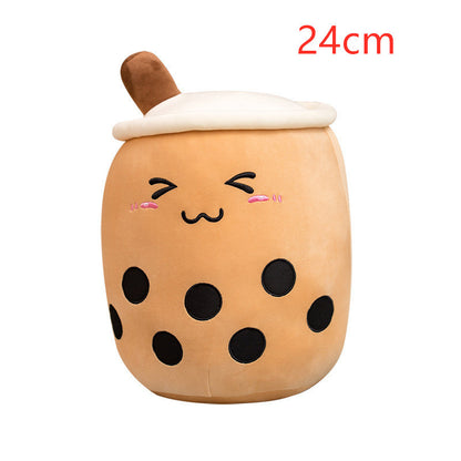 Strawberry Milk Tea Boba Plush Pillow – Cute Fruit Drink Cushion Toy