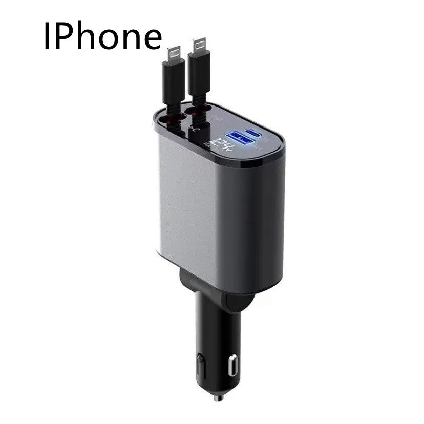 100 W USB‑C + USB‑A Metal Car Charger – Super Fast PD Charging Adapter