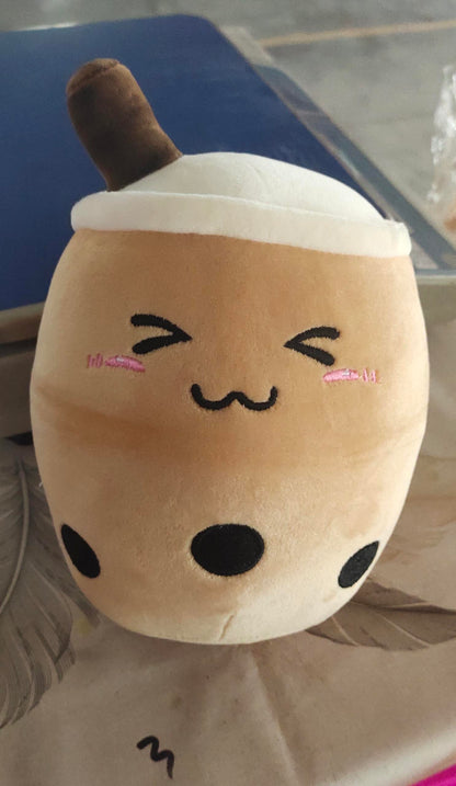 Strawberry Milk Tea Boba Plush Pillow – Cute Fruit Drink Cushion Toy