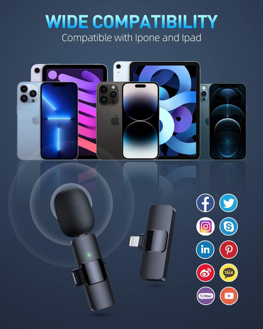 Wireless Lavalier Microphone for iPhone 15/16 & Type-C Devices – Rechargeable Clip-On Mic for Video Recording, Vlogging, Interviews & Live Streaming