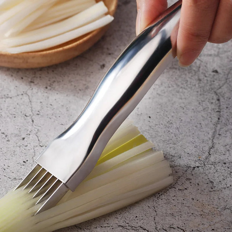 Stainless Steel Onion Slicer & Vegetable Holder – KC0148 Kitchen Cutter Guide | Dishwasher Safe