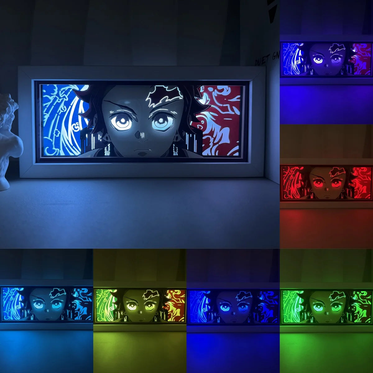Demon Slayer 3D Paper-Cut Light Box – Remote Control LED Anime Night Lamp for Bedroom & Gift