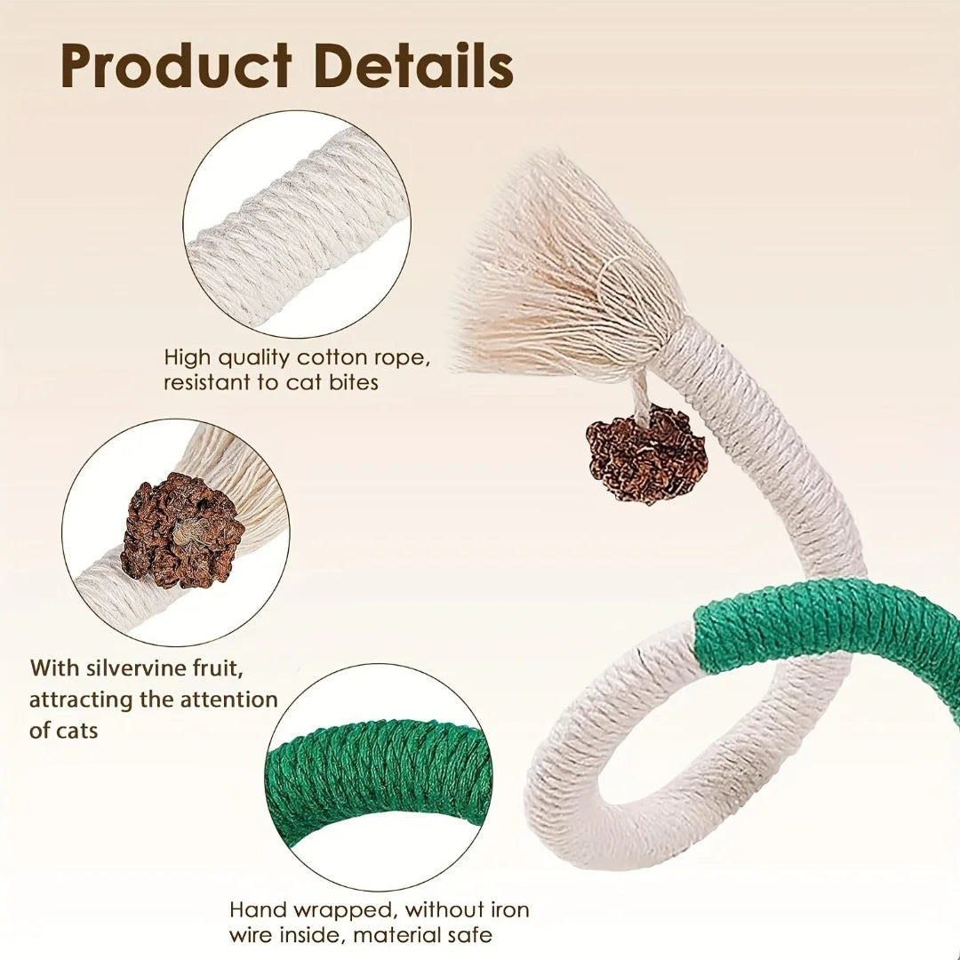 Cotton Cat Chew Toy for Teeth Cleaning – Catnip Rope Interactive Teething Toy for Indoor Cats