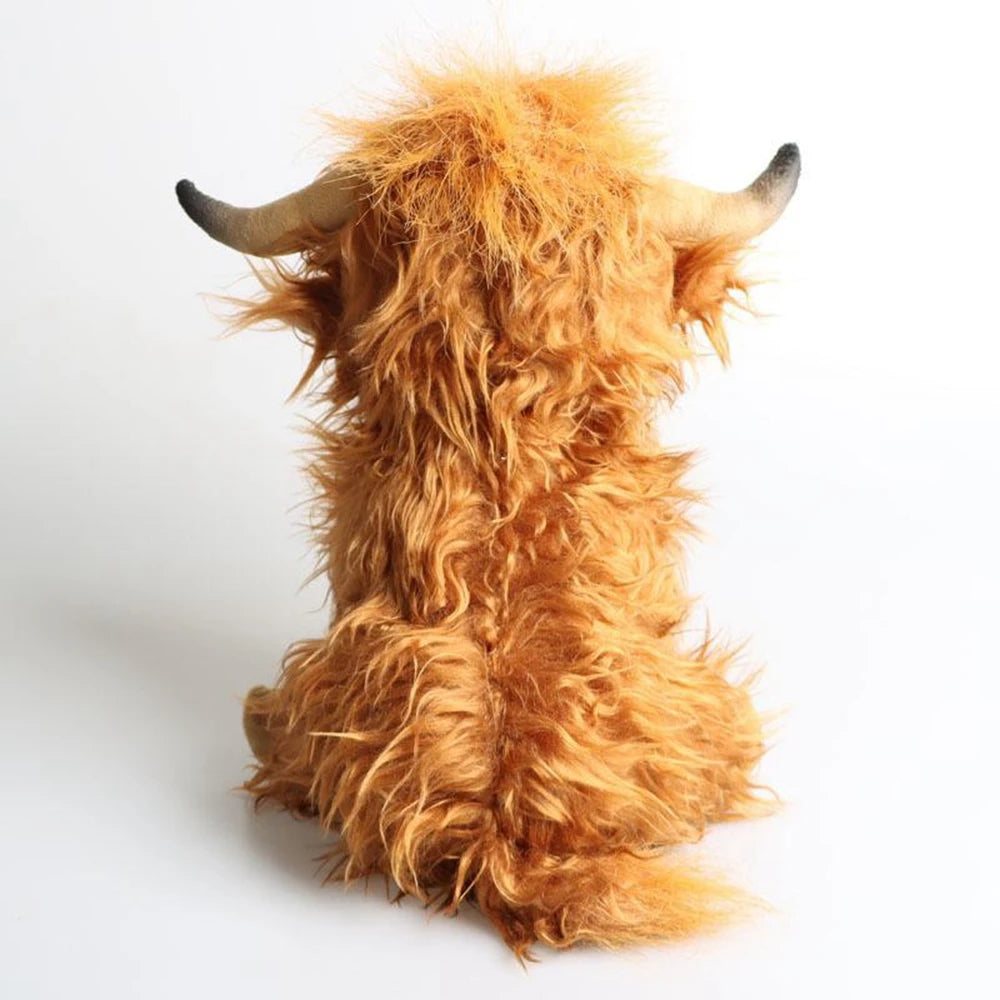 25cm Blue Scottish Highland Cow Plush Toy – Soft, Realistic Stuffed Animal for Kids & Collectors
