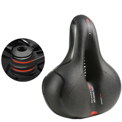 Hollow Breathable Bike Saddle – Shock‑Absorbing MTB & Road Bicycle Seat with Memory Foam & Reflective Strip