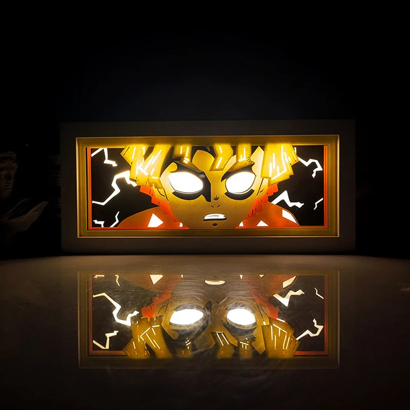 Demon Slayer 3D Paper-Cut Light Box – Remote Control LED Anime Night Lamp for Bedroom & Gift