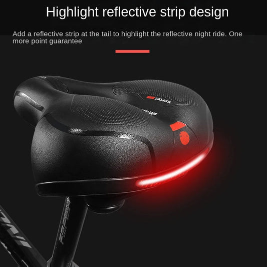 Hollow Breathable Bike Saddle – Shock‑Absorbing MTB & Road Bicycle Seat with Memory Foam & Reflective Strip