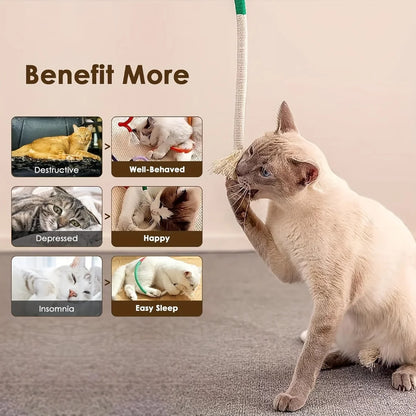 Cotton Cat Chew Toy for Teeth Cleaning – Catnip Rope Interactive Teething Toy for Indoor Cats