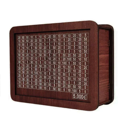 Euro Money Box Wooden Piggy Bank – 1000 to 10,000 Euro Savings Challenge Cash Vault, Durable Money Storage Box for Kids & Adults