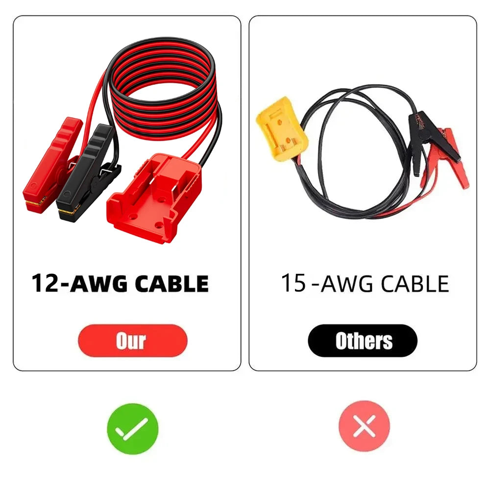 Heavy-Duty Car Battery Igniter Jump Starter Cable Kit – Compatible with Milwaukee, Dewalt, Makita – 12AWG Automotive Emergency Power Line