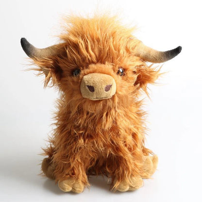25cm Blue Scottish Highland Cow Plush Toy – Soft, Realistic Stuffed Animal for Kids & Collectors