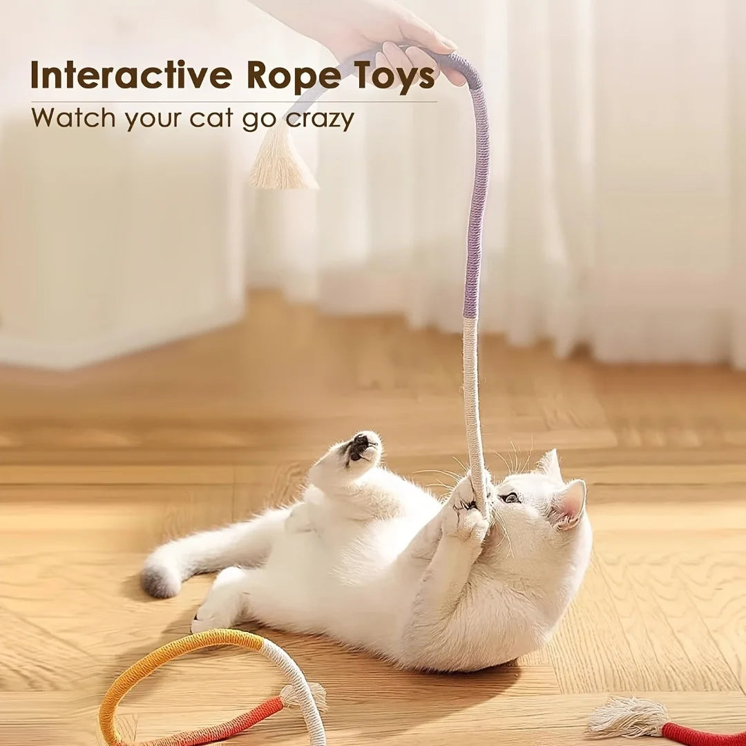 Cotton Cat Chew Toy for Teeth Cleaning – Catnip Rope Interactive Teething Toy for Indoor Cats