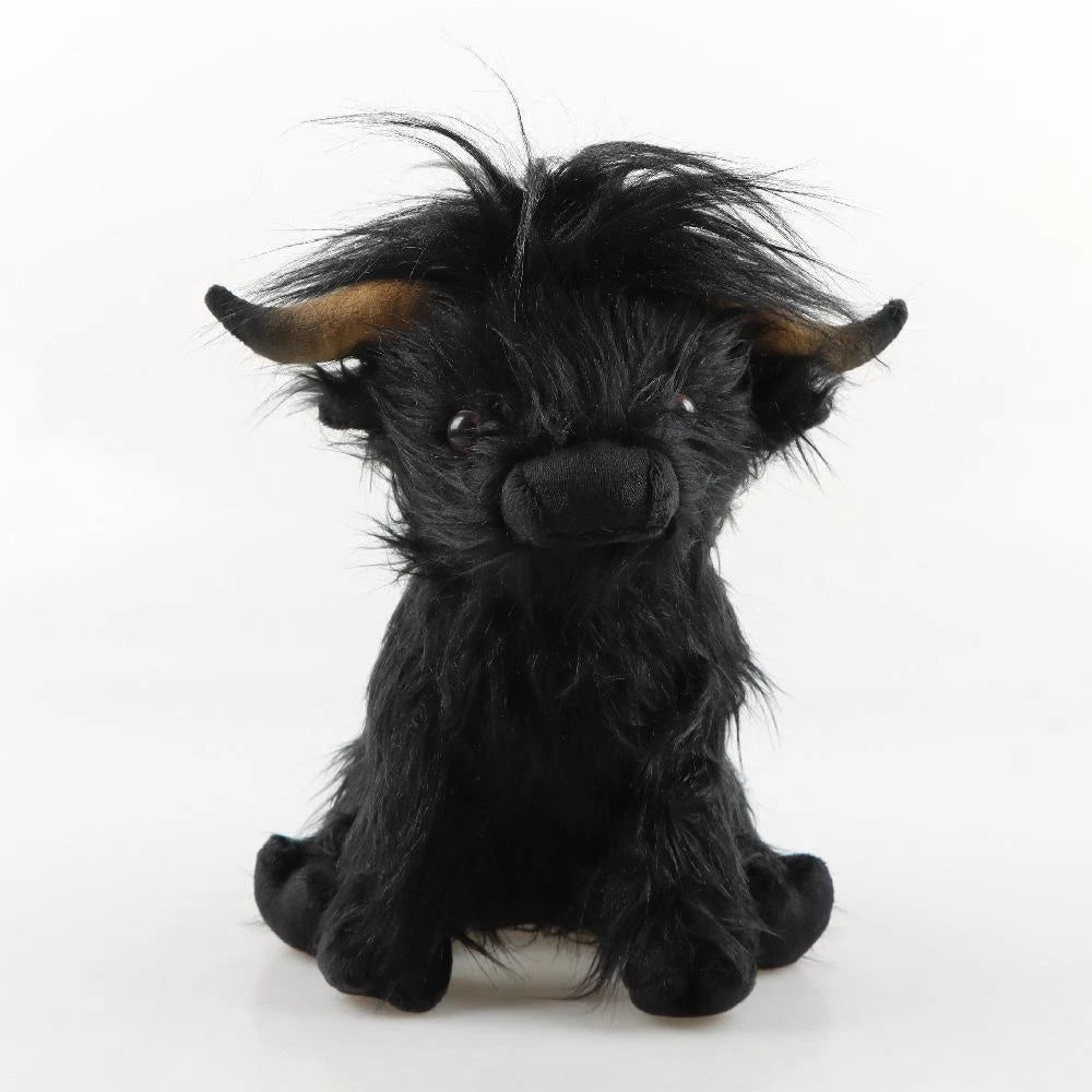 25cm Blue Scottish Highland Cow Plush Toy – Soft, Realistic Stuffed Animal for Kids & Collectors