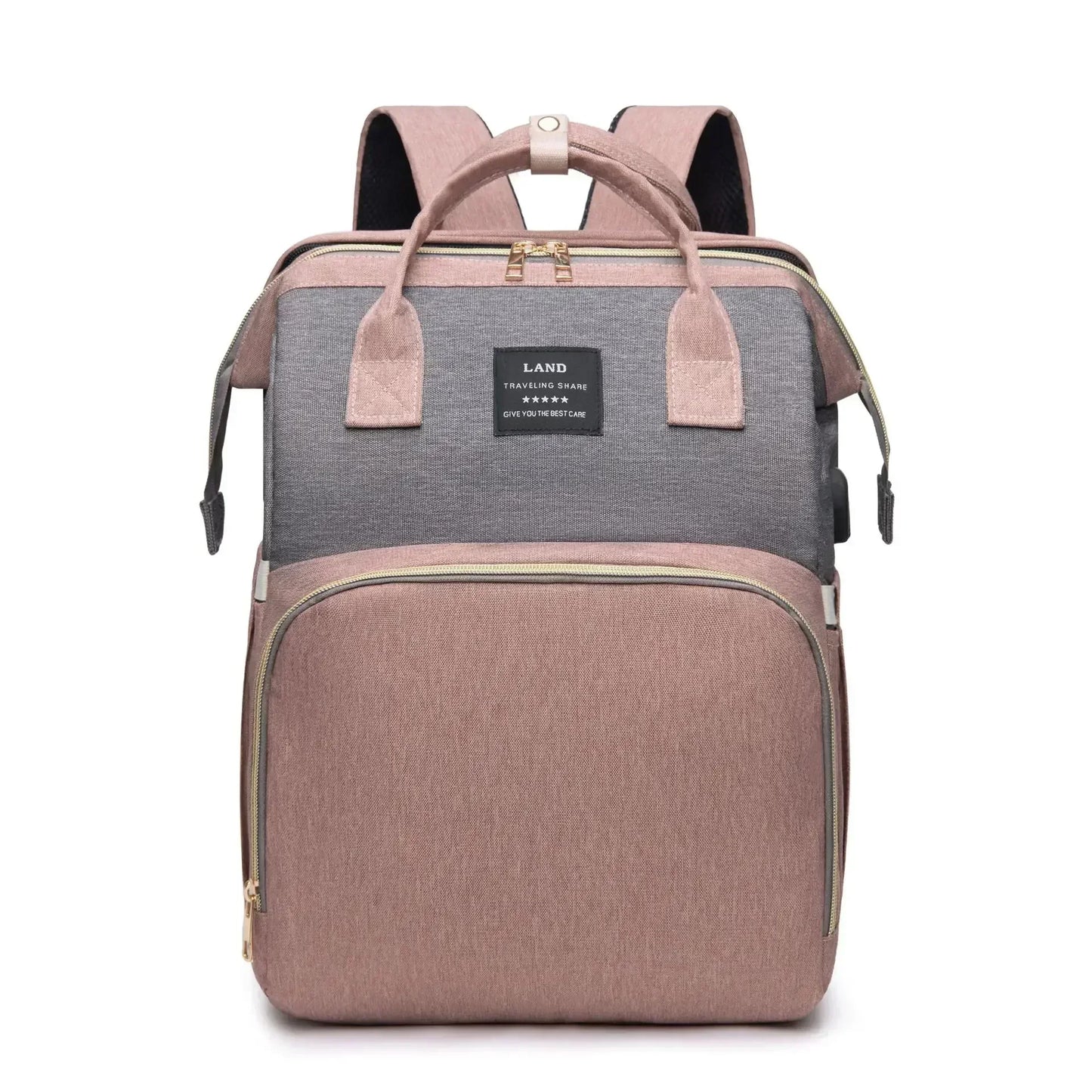 3-in-1 Mommy Backpack Diaper Bag with Foldable Baby Crib – Large-Capacity Travel Organizer