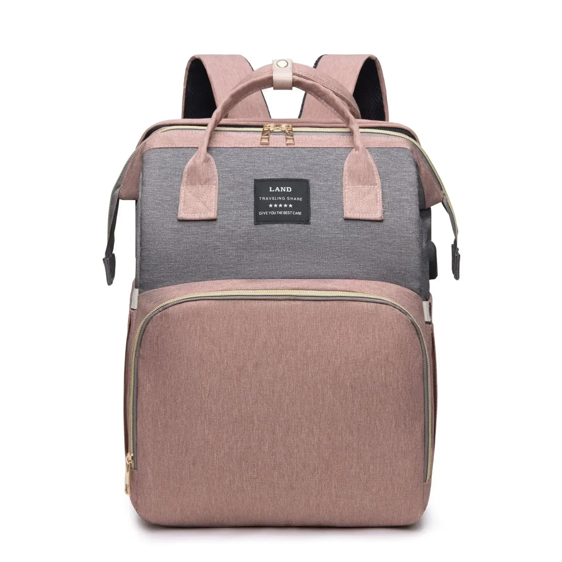 3-in-1 Mommy Backpack Diaper Bag with Foldable Baby Crib – Large-Capacity Travel Organizer