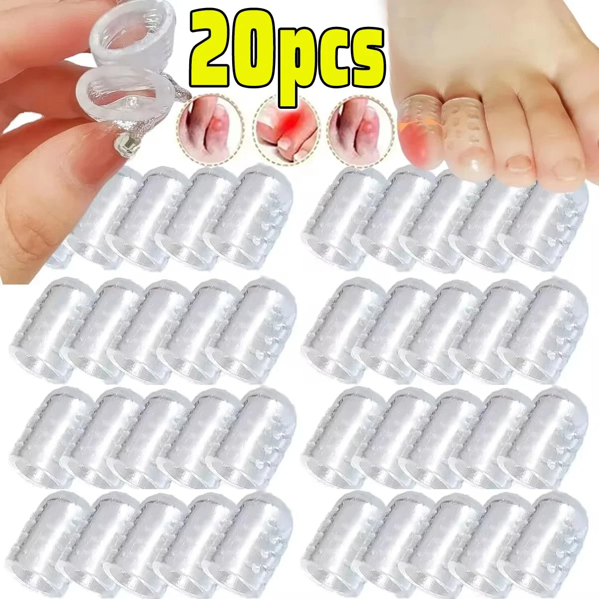 Transparent Soft Silicone Toe Caps – Anti-Friction Blister Protector for Foot Pain Relief and Foot Care