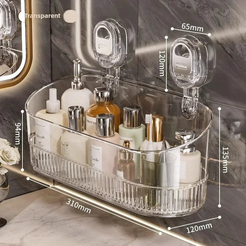 Rotating Glacier-Pattern Suction Cup Shower Shelf – Tool-Free Installation