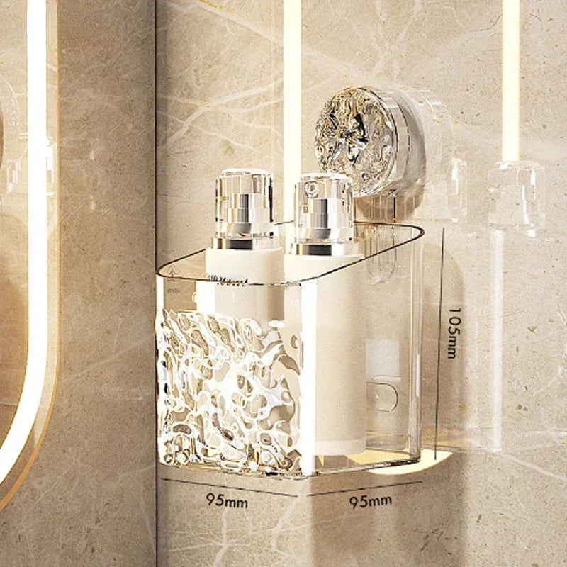 Rotating Glacier-Pattern Suction Cup Shower Shelf – Tool-Free Installation