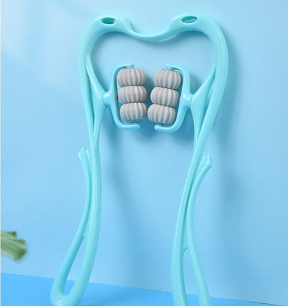 Six-Wheel Manual Neck & Shoulder Massager Roller – Deep Tissue Muscle Relief Tool
