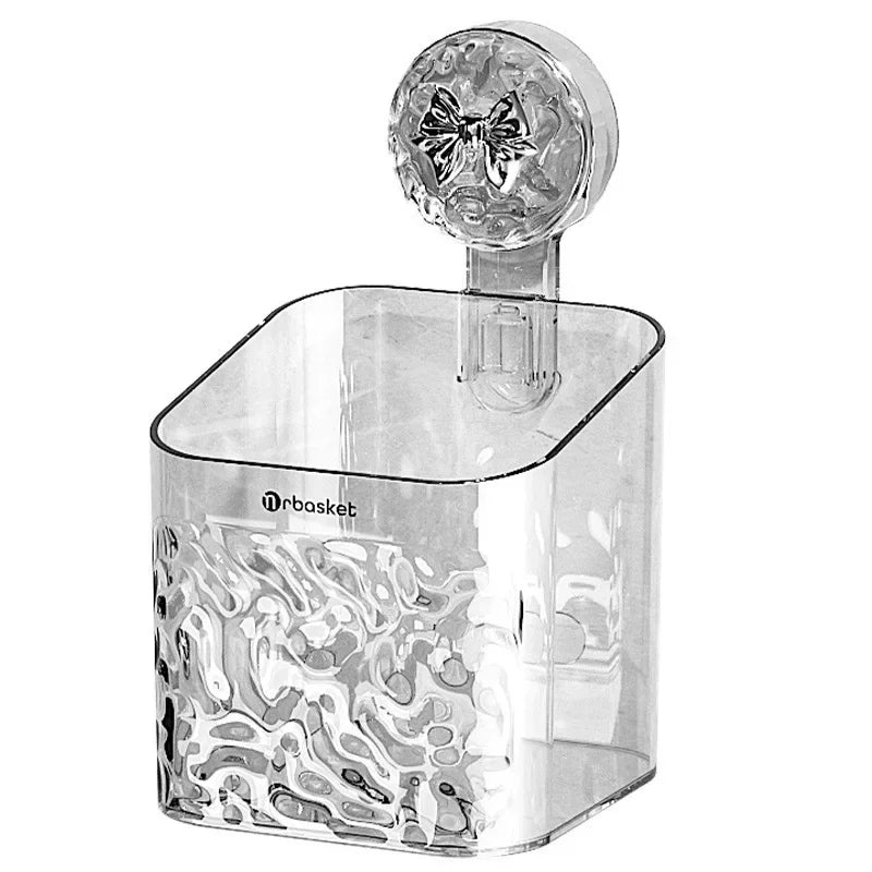 Rotating Glacier-Pattern Suction Cup Shower Shelf – Tool-Free Installation